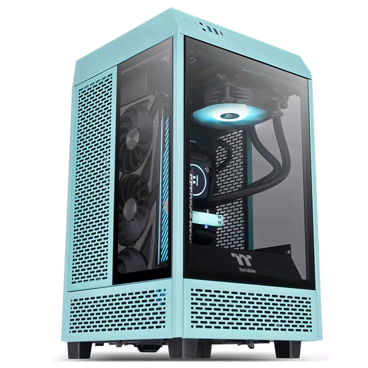 Корпус Thermaltake The Tower 100 Turquoise, Mini-Tower, без БП, бирюзовый