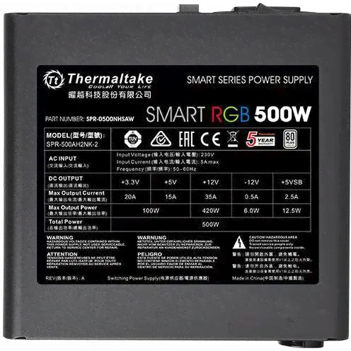 Блок питания 500W Thermaltake Smart RGB (PS-SPR-0500NHSAWE-1)-1