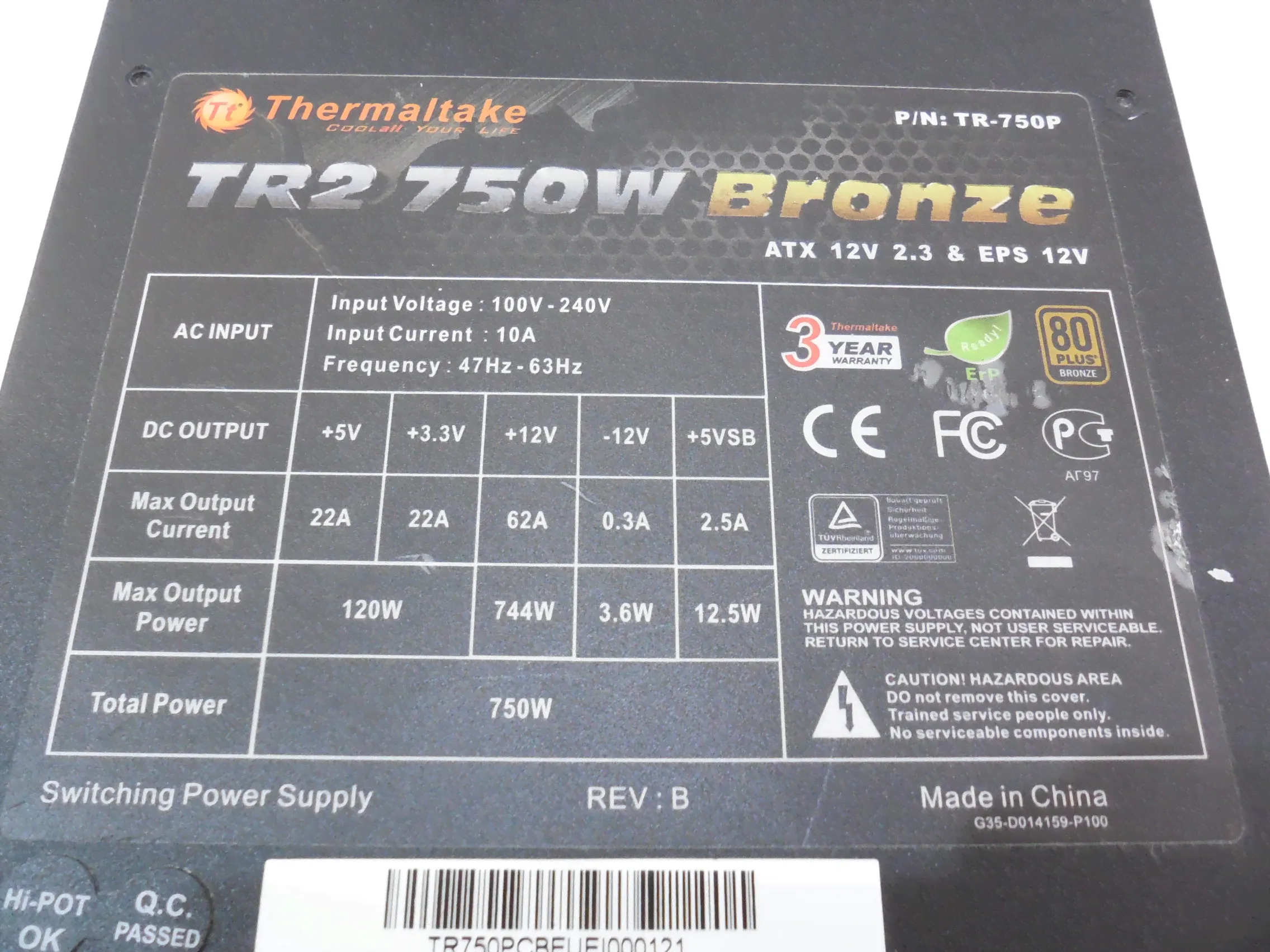 Блок питания ATX 750W Thermaltake TR2 Bronze-3